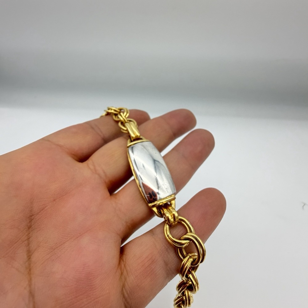 Vintage Napier Bracelet Mixed Metal Gold Tone Silver Tone Signed 7.5"
